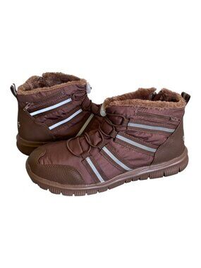 Tony Little Cheeks Fit Body Faux Fur Sneaker Ankle Bootie Brown Women's Size 7.5